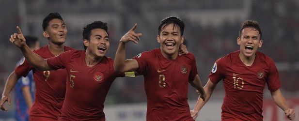 Witan Sulaeman mencetak dua gol ke gawang Taiwan pada laga perdana Piala Asia U-19 2018. (bantenhariini/©Foto: CNN Indonesia/Hesti Rika)